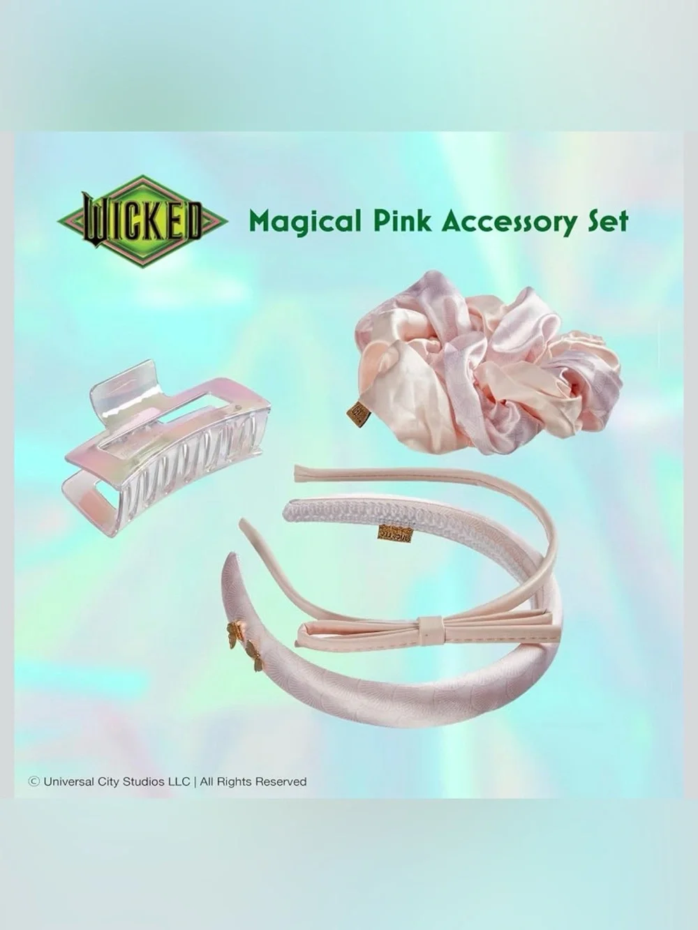 scunci x Wicked Pink Hair Accessory Set with Headbands, Claw Clip & Scrunchies